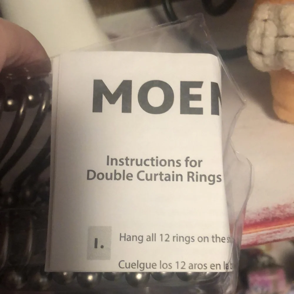 New In Box “MOEN” Double Shower Curtain Rings-Brushed Nickel